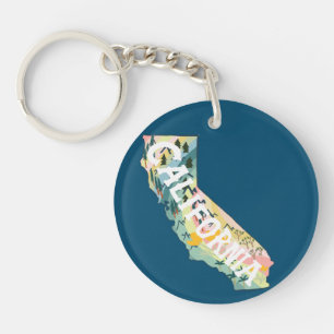 California State Map Illustration Key Ring