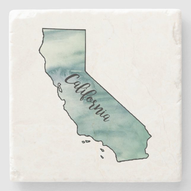California State Map Marble Stone Coaster (Front)