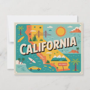 California State Map Postcard