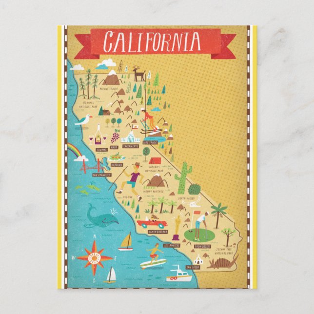 California State Map Postcard (Front)