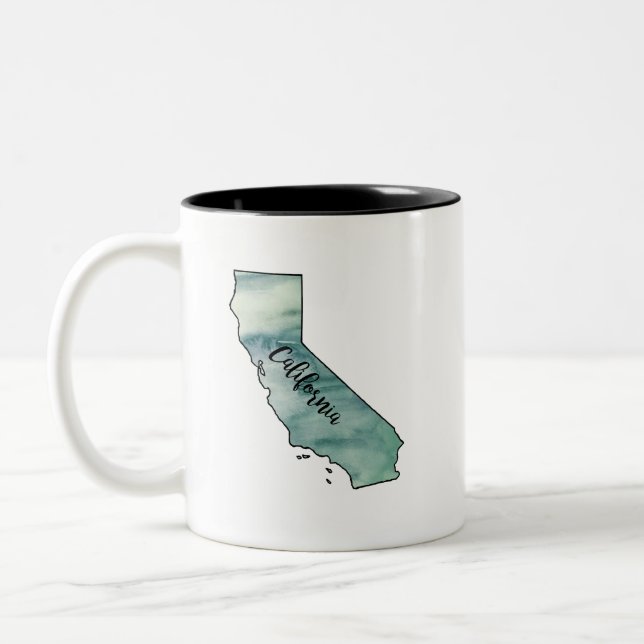 California State Map Watercolor Two-Tone Coffee Mug (Left)