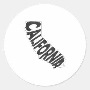 California State Name Word Art Black Classic Round Sticker
