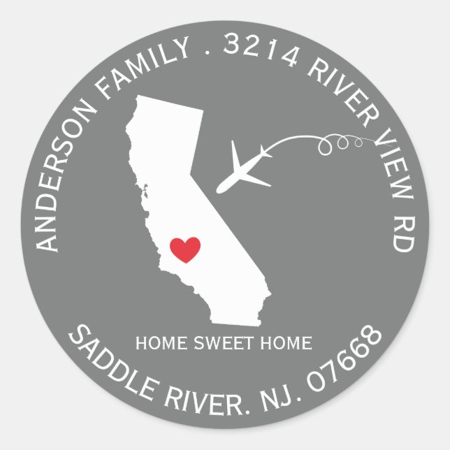 California State | New Home Address Label Sticker (Front)