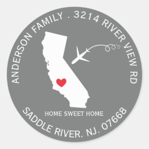 California State   New Home Address Label Sticker