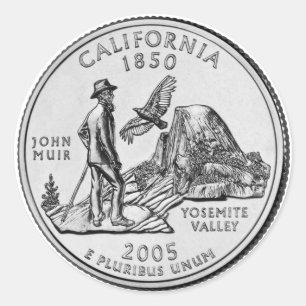 California State Quarter Classic Round Sticker