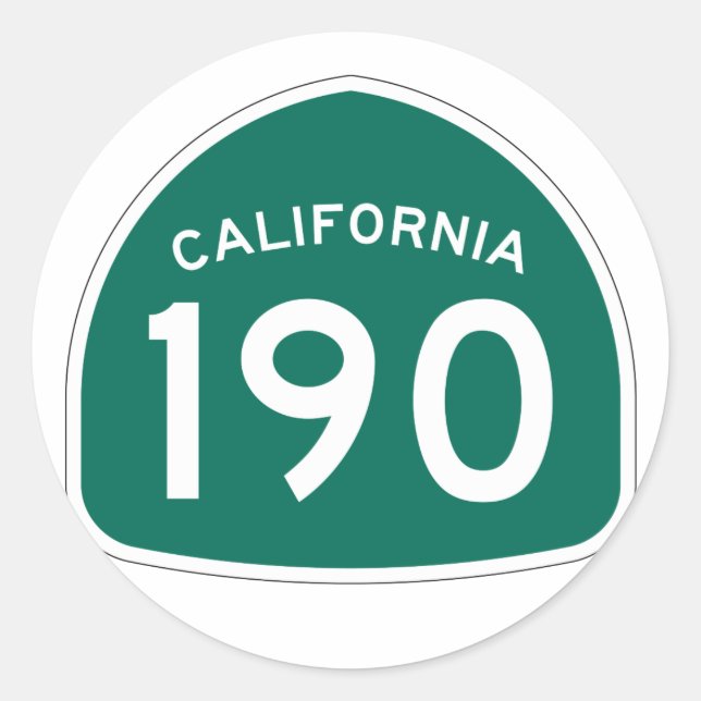 California State Route 190 Classic Round Sticker (Front)
