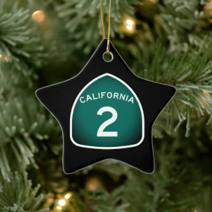 California State Route 2 Ceramic Ornament