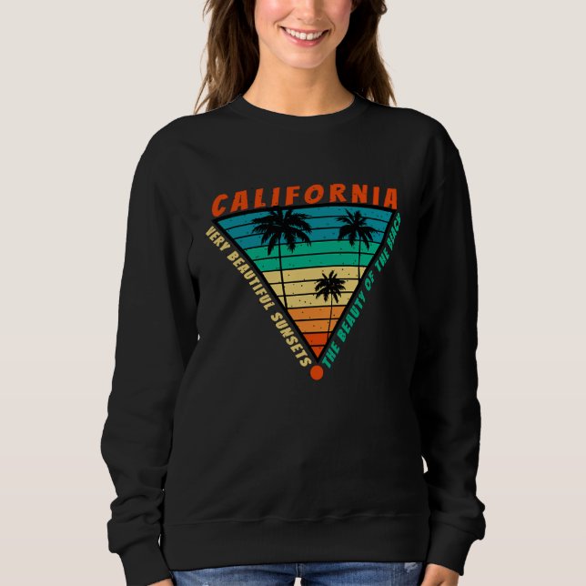 California Summer Beach Vintage Sunset Sweatshirt (Front)