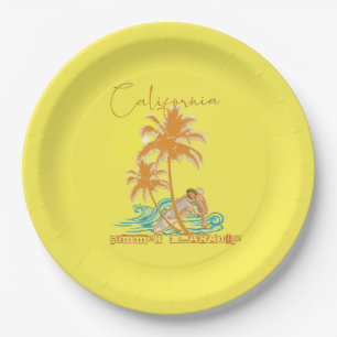 California,Summer paradise T-Shirt Keychain Button Paper Plate