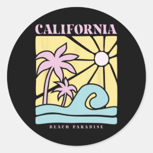 California Summer Sunshine Beach Paradise Summer Classic Round Sticker