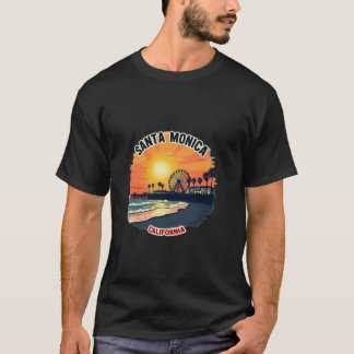 California Sunset Beach Ferris Wheel Santa Monica T-Shirt