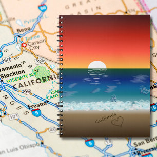 California Sunset Beach Sand Heart Notebook