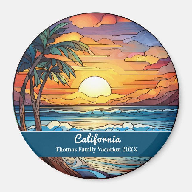 California Sunset Beach Vacation Magnet (Front)