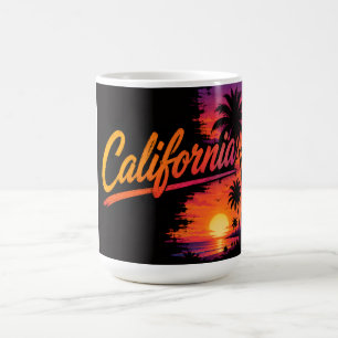 California Sunset Paradise – Retro Palm Tree Silho Coffee Mug