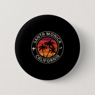 California Sunset Surfer And Seagull Santa Monica 6 Cm Round Badge