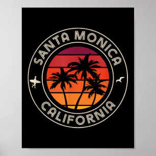 California Sunset Surfer And Seagull Santa Monica  Poster