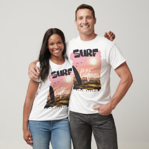 California Sunset Surfing Wave Riders Design T-Shirt
