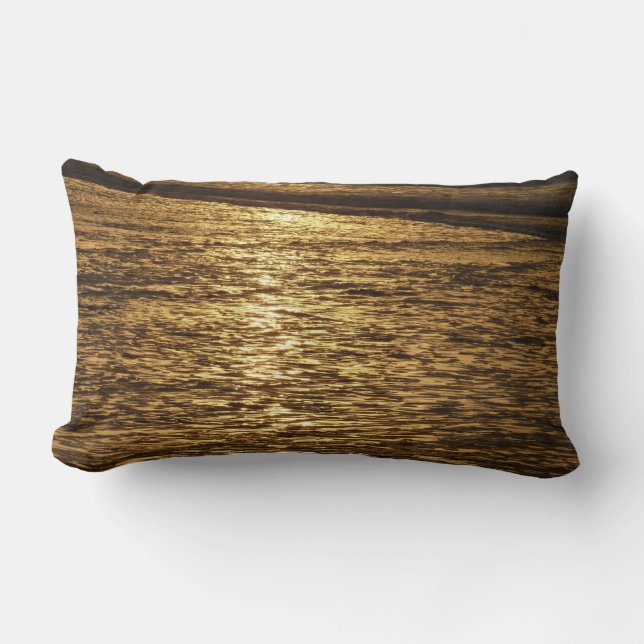 California Sunset Waves Ocean Seascape Lumbar Cushion (Front)