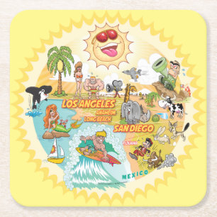 California Sunshine Paradise Square Paper Coaster