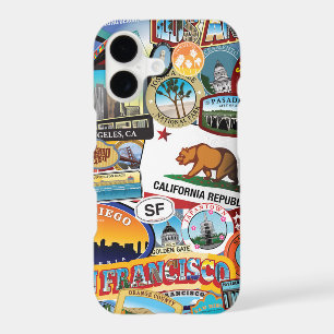 California Super Sticker Collage Pattern