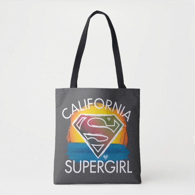California Supergirl Sunset Graphic Tote Bag (Front)