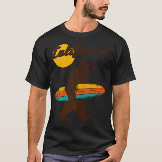 California Surf Bear Retro Surf Life Beach Ocean T-Shirt