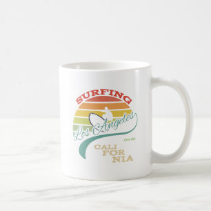 California surf illustration, t-shirt graphics coffee mug