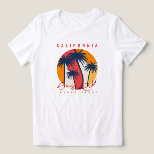 California Surf Ride Laguna Beach Retro Palm Sunse Tri-Blend Shirt