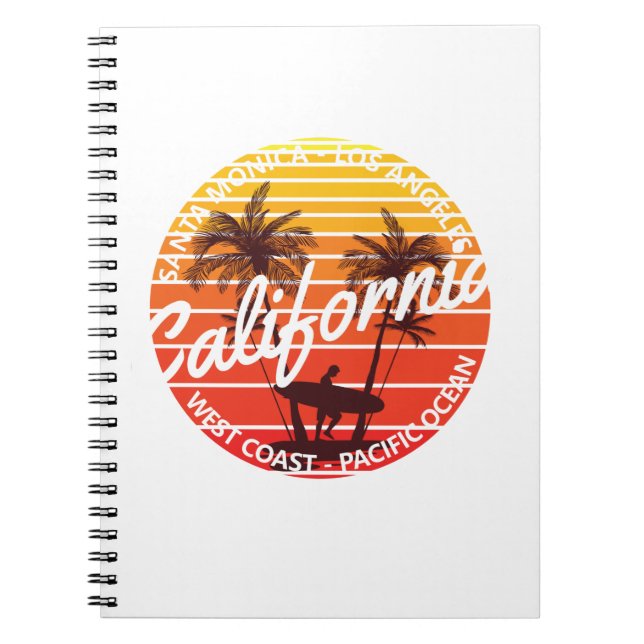 California Surf, Summer Beach vibes Notebook (Front)