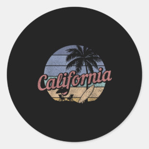 California Surf Vintage Souvenir Cali Beach Surfer Classic Round Sticker