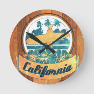 California surfboard round clock