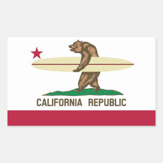 California Surfer Bear Flag Rectangular Sticker