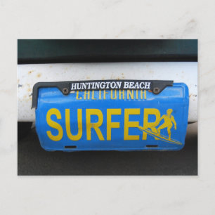 California Surfer License Plate Postcard