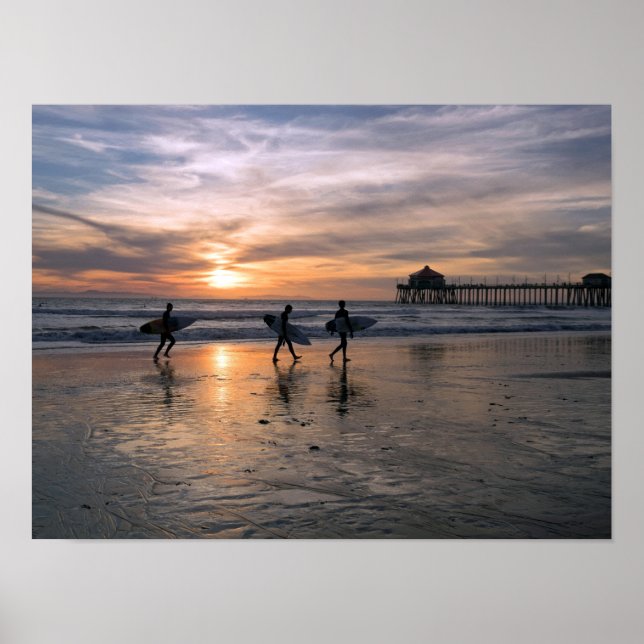 California Surfers at Sunset Poster (Front)