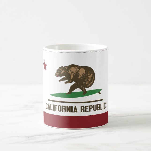 California Surfing Bear Coffee Mug (Center)