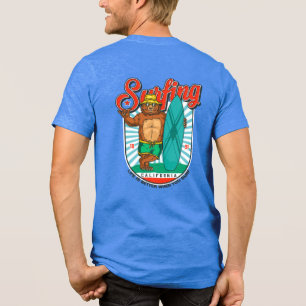 California Surfing Bear Graphic Design Tri-Blend Shirt