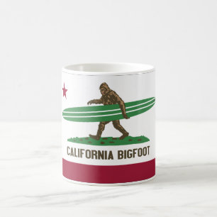 California Surfing Bigfoot Longboard Coffee Mug