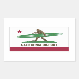 California Surfing Bigfoot Longboard Rectangular Sticker