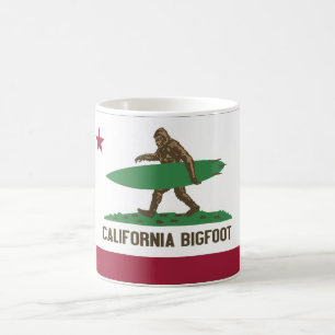 California Surfing Bigfoot Shortboard Coffee Mug