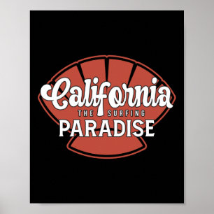 California Surfing Paradise Palm Beach Surfboard Poster