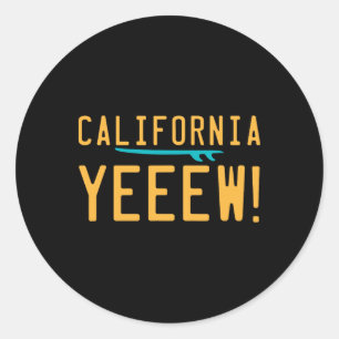 California Surfing Retro West Coast Socal Norcal S Classic Round Sticker