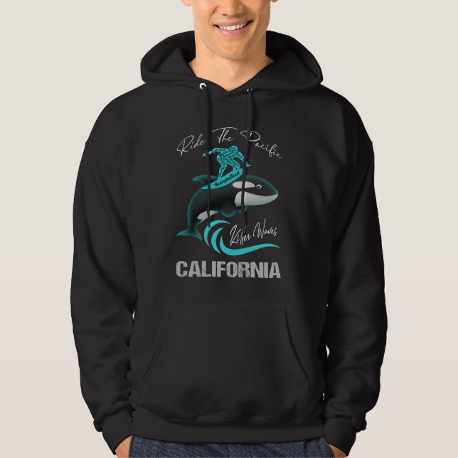 CALIFORNIA SURFING RIDE THE PACIFIC KILLER WAVES HOODIE (Front)