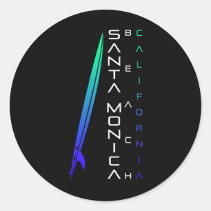 California Surfing - Santa Monica Beach - Stylish Classic Round Sticker