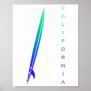 California Surfing - Santa Monica Beach - Stylish Poster