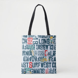 California Surfing Team: Grunge Seamless Pattern. Tote Bag