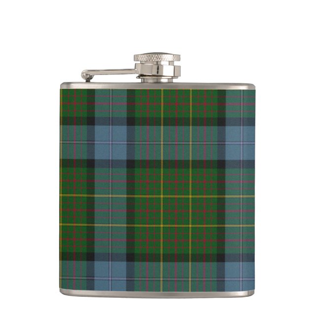 California Tartan Plaid Hip Flask (Front)