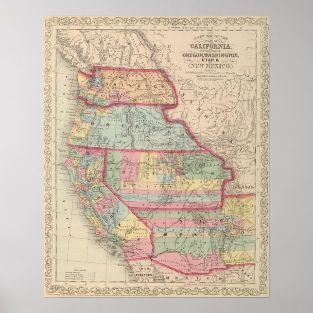 California, Territories of Oregon, Washington Poster (Front)