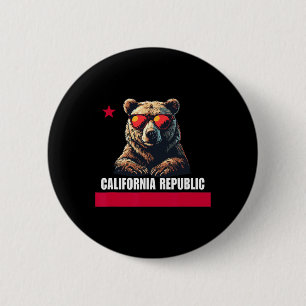 California The Golden State Bear Flag 6 Cm Round Badge