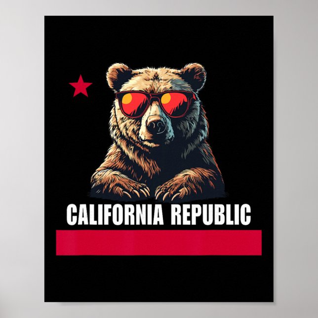 California The Golden State Bear Flag  Poster (Front)