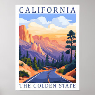 California the Golden State USA Travel Place Poster